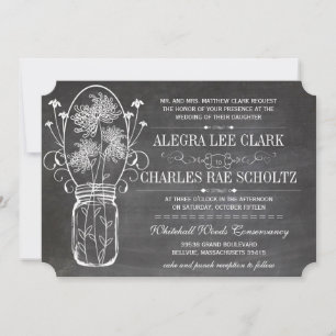 Chalkboard Mason Jar Vintage Typography Invite