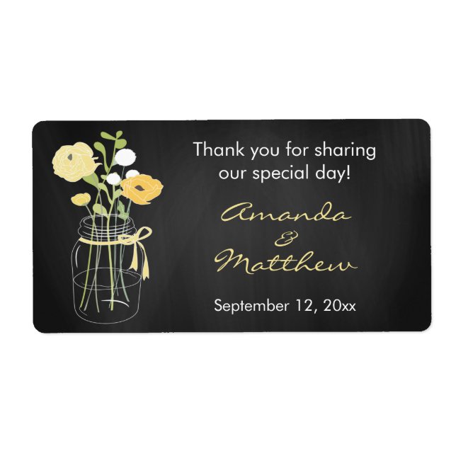 Chalkboard Mason Jar Wedding Favor Labels (Front)