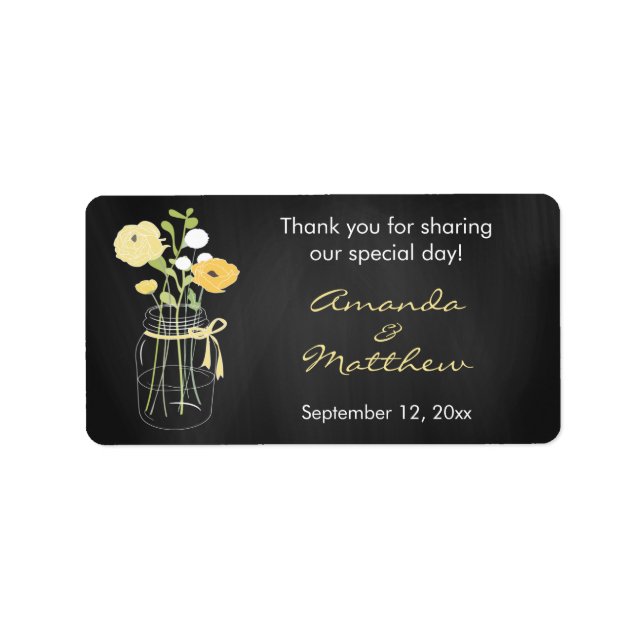 Chalkboard Mason Jar Wedding Favor Labels (Front)