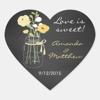 Chalkboard Mason Jar Wedding Favor Stickers