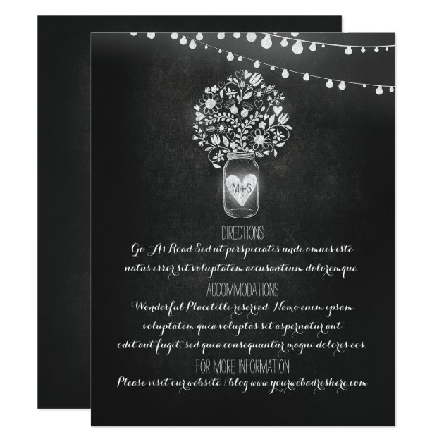 Chalkboard Mason Jar Wedding Information Invitation