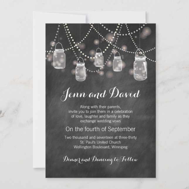 Chalkboard Mason Jar Wedding Invitation (Front)