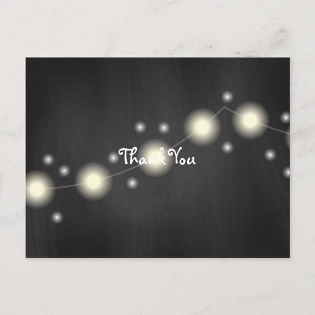 Chalkboard Mason Jar Wedding Lights Thank You Postcard (Front)