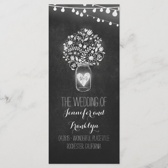 Chalkboard Mason Jar Wedding Programs (Front)