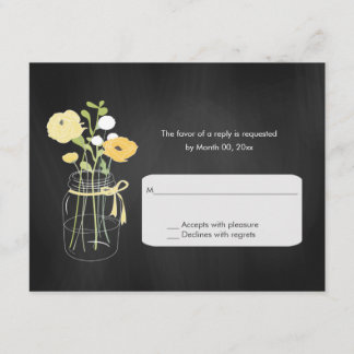 Chalkboard Mason Jar Wedding RSVP Cards