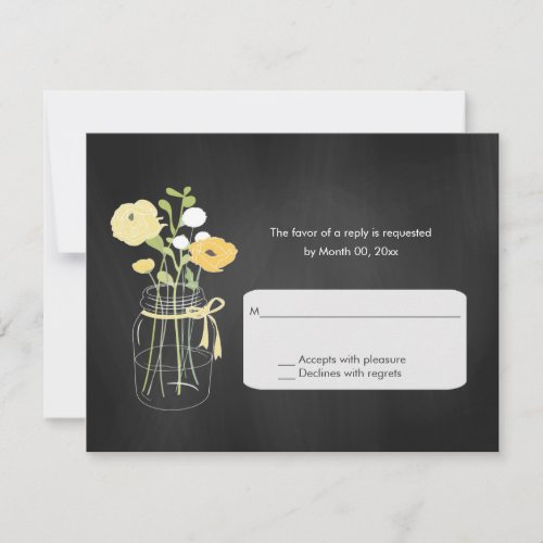 Chalkboard Mason Jar Wedding RSVP Cards