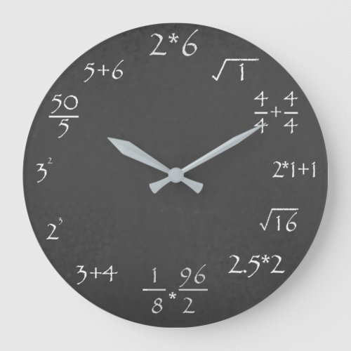 Chalkboard Math Time Large Clock