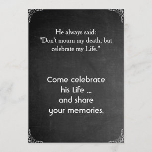 Chalkboard "Memorial Tribute Party" Invitation