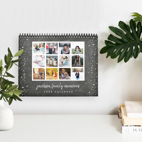 Chalkboard Memories  Custom Caption Photo Collage Calendar