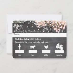 Chalkboard Menu Choice Pink Heart Leaf Tree RSVP