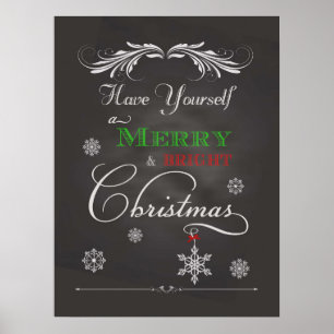 Chalkboard - Merry & Bright Christmas Poster