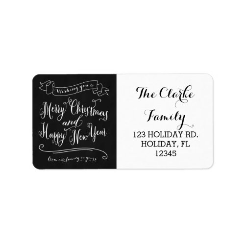 Chalkboard Merry Christmas and Happy New Year Label