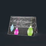 Chalkboard Merry Christmas Family Photo Card<br><div class="desc">Filigree Aesthetic Retro Lime Green Pink and Blue Ornaments on Chalkboard Typography Christmas Photo Card</div>