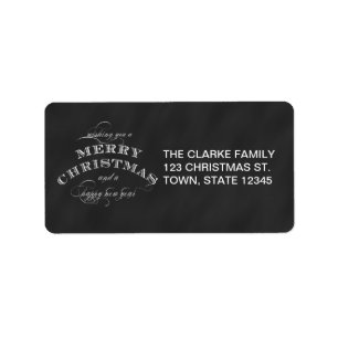 CHALKBOARD MERRY CHRISTMAS HOLIDAY GREETING LABEL