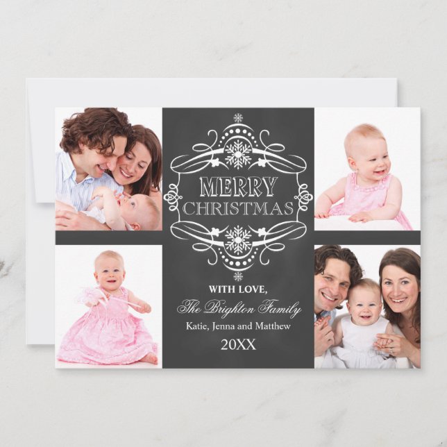 Chalkboard Merry Christmas Holiday Photo Card (Front)