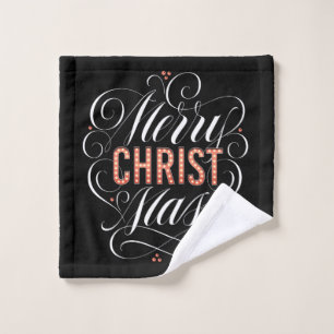 Chalkboard Merry CHRISTmas Marquee Religious Black Bath Towel Set
