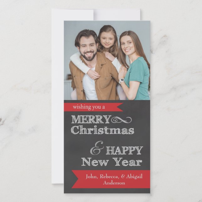 Chalkboard Merry Christmas Photo Christmas Card (Front)