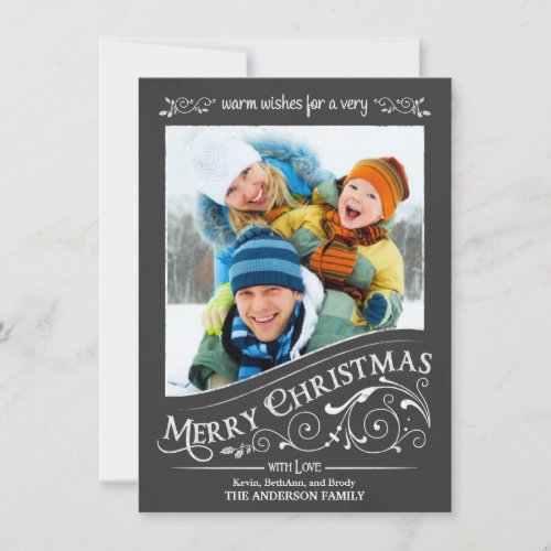 Chalkboard Merry Christmas Photo Flat Card