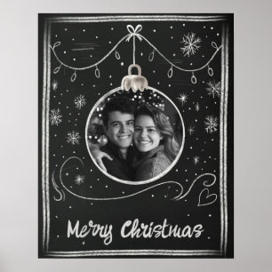 Chalkboard Merry Christmas Photo Frame Poster