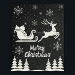 Chalkboard Merry Christmas Poster with Reindeer<br><div class="desc">Celebrate the holiday season with this charming chalkboard-style Merry Christmas poster. Featuring a delightful reindeer pulling Santa’s sleigh through a snowy night, this vintage-inspired design brings a rustic, festive feel to any space. Snowflakes and Christmas trees add to the wintery scene, perfect for holiday decor, offices, classrooms, or gifting. The...</div>