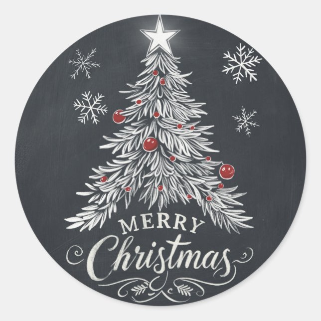 Chalkboard Merry Christmas Tree Envelope Seal (Front)