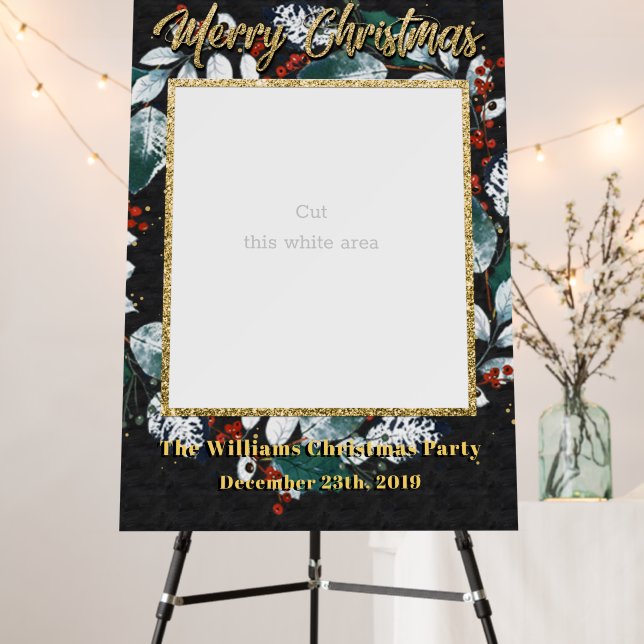 Chalkboard Merry Christmas Wreath Photo Booth Foam Board (In Situ (Stand))