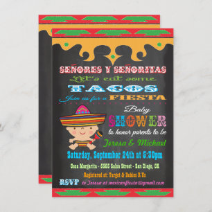 Chalkboard Mexican Fiesta Baby Shower invitations