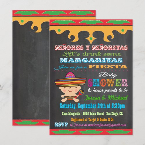 Chalkboard Mexican Fiesta Baby Shower invitations