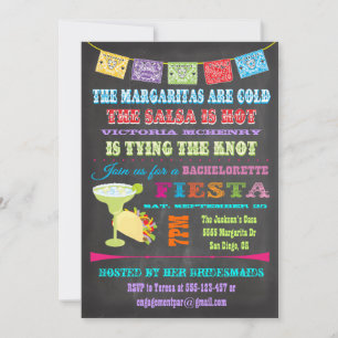 Chalkboard Mexican Fiesta Bachelorette party Invitation