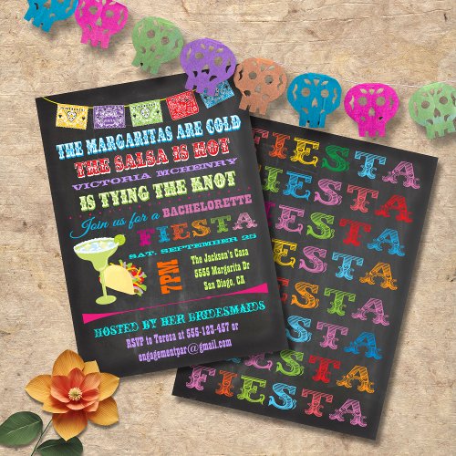 Chalkboard Mexican Fiesta Bachelorette party Invite