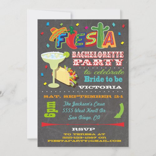 Chalkboard Mexican Fiesta Bachelorette Party Announcement