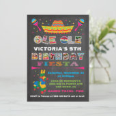 Chalkboard Mexican Fiesta Birthday Party Invitation (Standing Front)