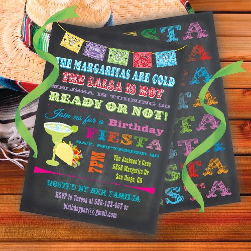 Chalkboard Mexican Fiesta Birthday Party Invitation