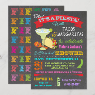 Chalkboard Mexican Fiesta Bridal Shower Invitation