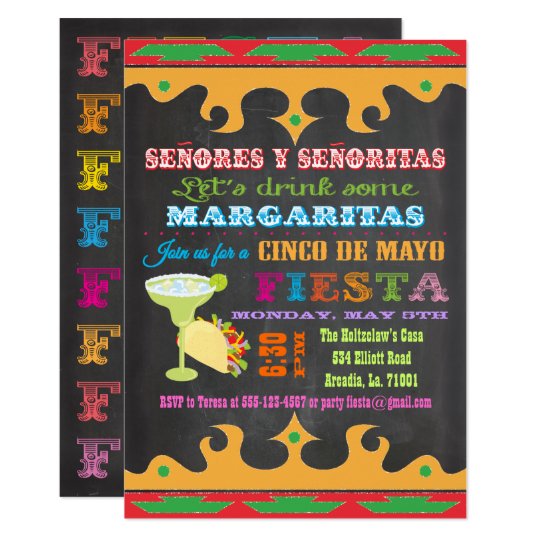 chalkboard mexican fiesta cinco de mayo invitation zazzle com