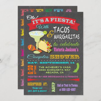 Chalkboard Mexican Fiesta Couples Shower Invitation by McBooboo at Zazzle