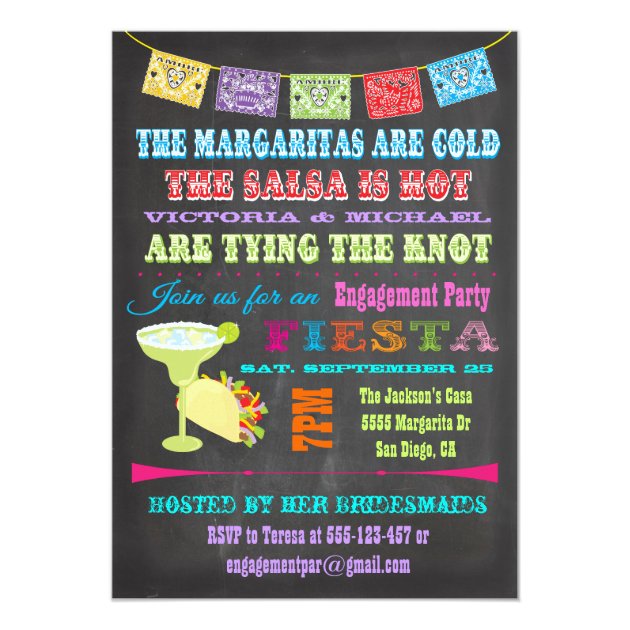 Chalkboard Mexican Fiesta Engagement Party Invitation