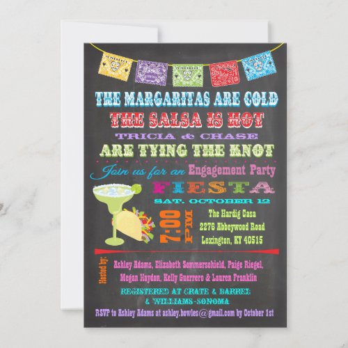 Chalkboard Mexican Fiesta Engagement Party Invitation