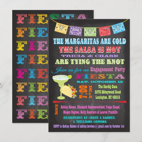 Chalkboard Mexican Fiesta Engagement Party Invitations