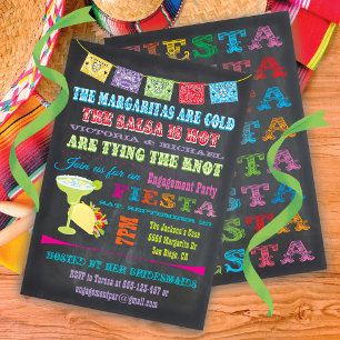 Chalkboard Mexican Fiesta Engagement Party Invitation