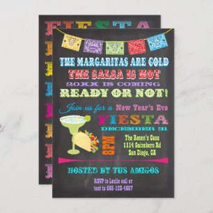 Chalkboard Mexican Fiesta New Year's Eve Party Invitation