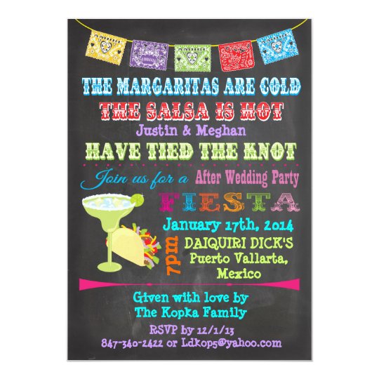 Chalkboard Mexican Fiesta Post Wedding Invites Zazzle Chalkboard Mexican Fiesta Post Wedding Invites