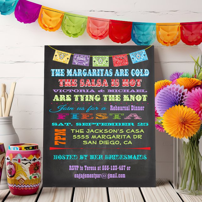 Chalkboard Mexican Fiesta Rehearsal Dinner Invitation (Creator Uploaded)