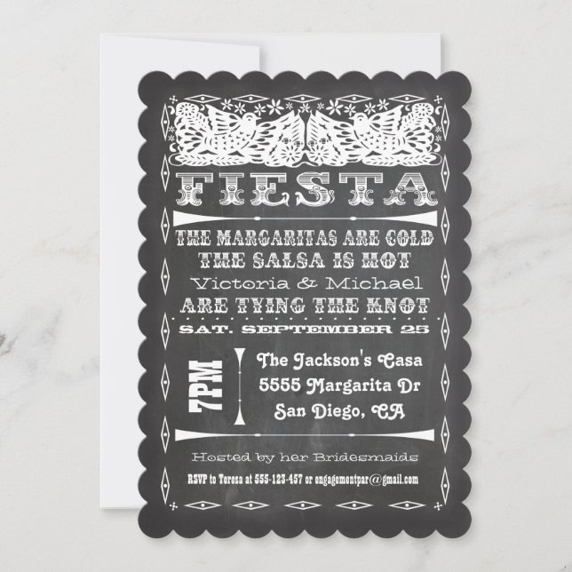 Chalkboard Mexican Fiesta Rehearsal Dinner Invitation (Front)
