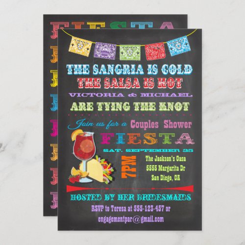 Chalkboard Mexican Fiesta Sangria Couples Shower Invitation