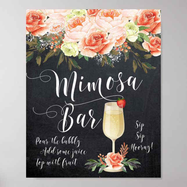chalkboard mimosa bar sign wedding bridal shower (Front)