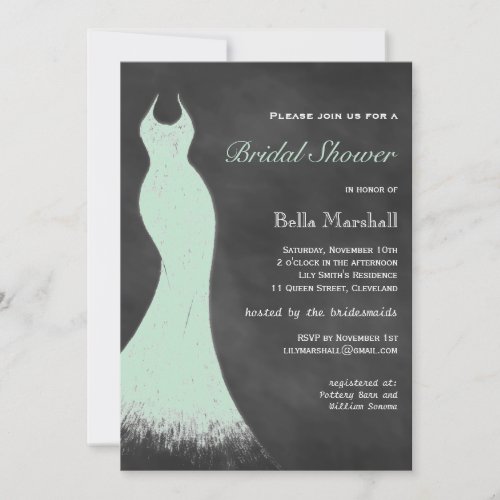Chalkboard Mint Green Bridal Shower Invitation