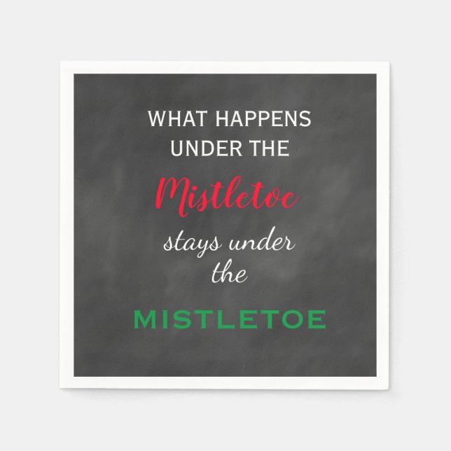 Chalkboard Mistletoe Holiday Napkins (Front)
