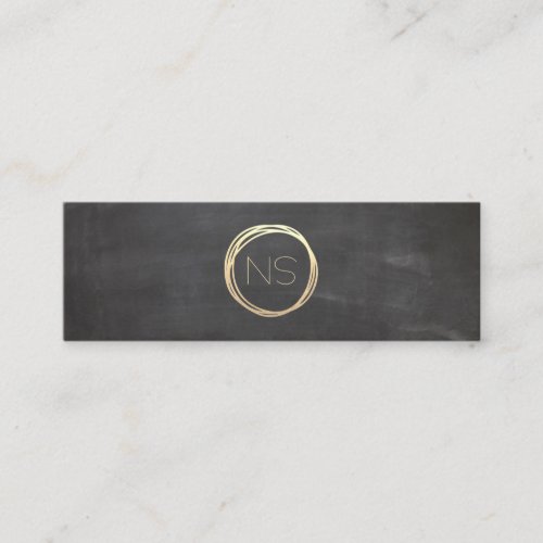 Chalkboard Modern Gold Circle Accent Monogram Mini Business Card