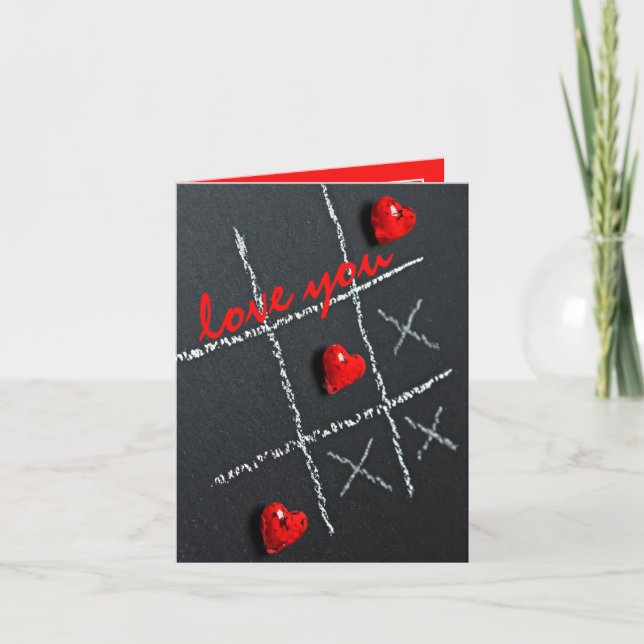 Chalkboard Modern Hearts Card (Front)